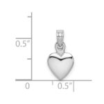 14K White Gold Polished 3-D Heart Pendant - Image 5