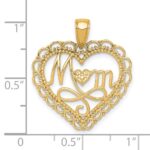 14K Polished MOM Scalloped Heart Pendant - Image 3