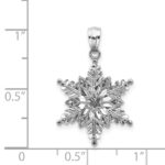 14k White Gold Polished and Textured 2-Level Snowflake Pendant - Image 4
