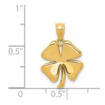 14k Gold Polished 4 Leaf Clover Pendant - Image 3