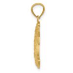 14k Gold Polished and Textured Moon and Stars Pendant - Image 2