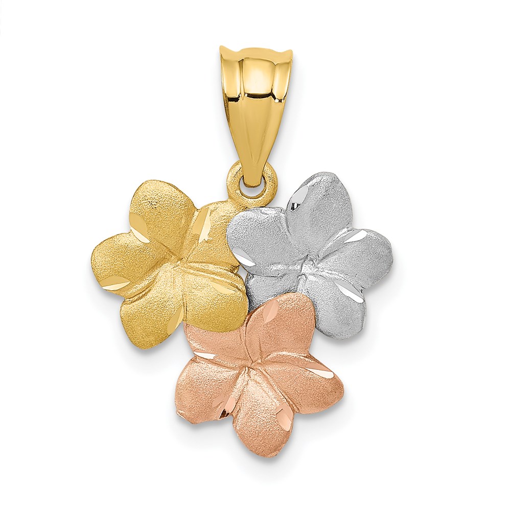 K5312.jpg 14k Tri-Color Plumeria Flower Pendant - Image 1