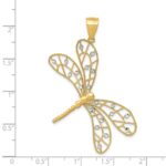 14k and White Rhodium Polished Diamond-cut Filigree Dragonfly Pendant - Image 4