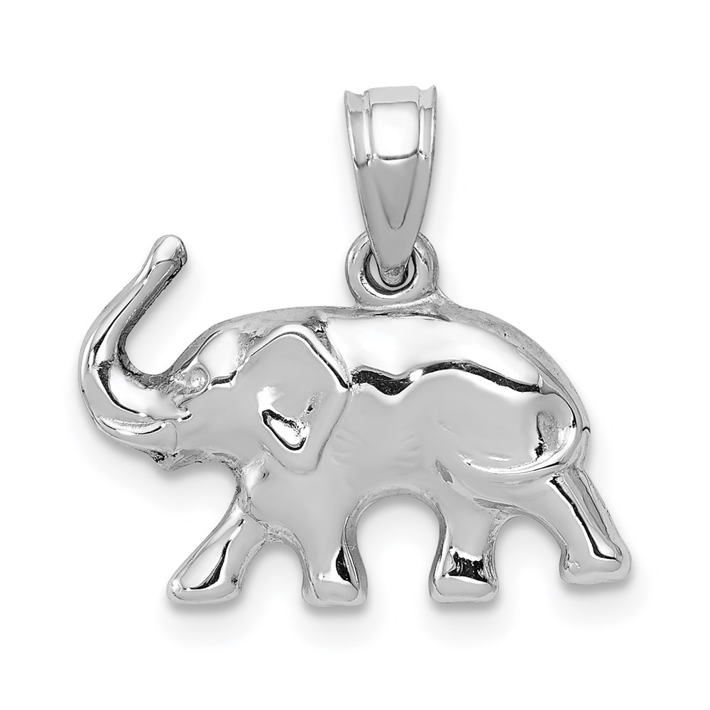 K5337.jpg 14k White Gold 3-D Polished Elephant Pendant - Image 1