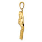14K Gold Polished 2-D Jaws Shark Head Mouth Opens Pendant - Image 2