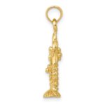 14K Gold Polished and Textured Double Palm Trees Pendant - Image 2