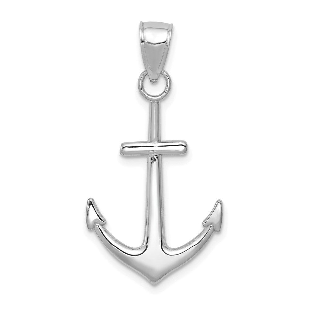 K5394W.jpg 14K White Gold Polished Anchor Pendant - Image 1