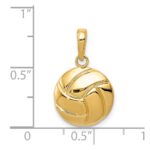 14K Polished Domed Volleyball Pendant - Image 4