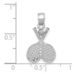 14k White Gold Double Tennis Racquet Charm - Image 3