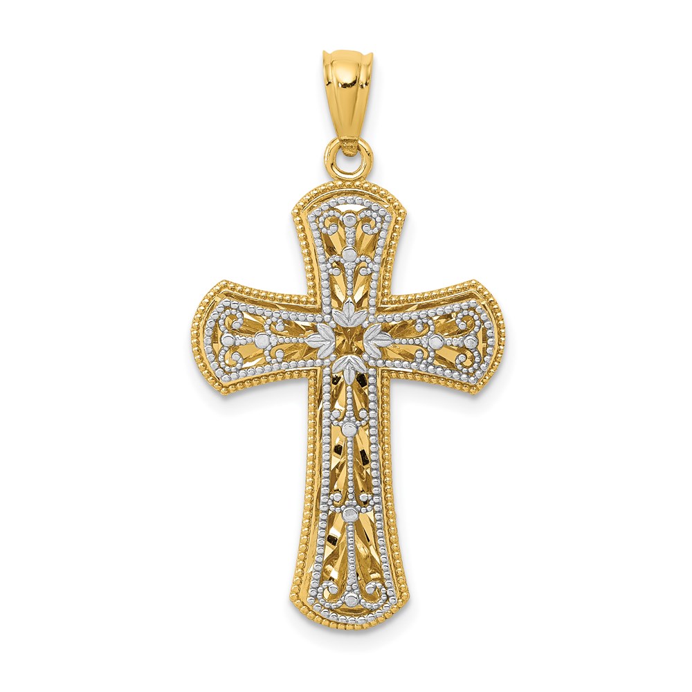 K5445.jpg 14K Two-tone Polished 2-Level Cross Pendant - Image 1