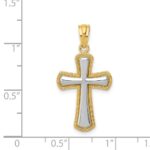 14k and White Rhodium Polished Cross Pendant - Image 3