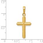 14K Polished Cross With Striped Border Pendant - Image 4