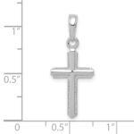 14K White Gold Polished Cross With Striped Border Pendant - Image 4
