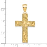 14K Polished Textured Nugget Style Cross Pendant - Image 3