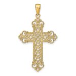 14K Polished Large Rope Frame Filigree Cross Pendant