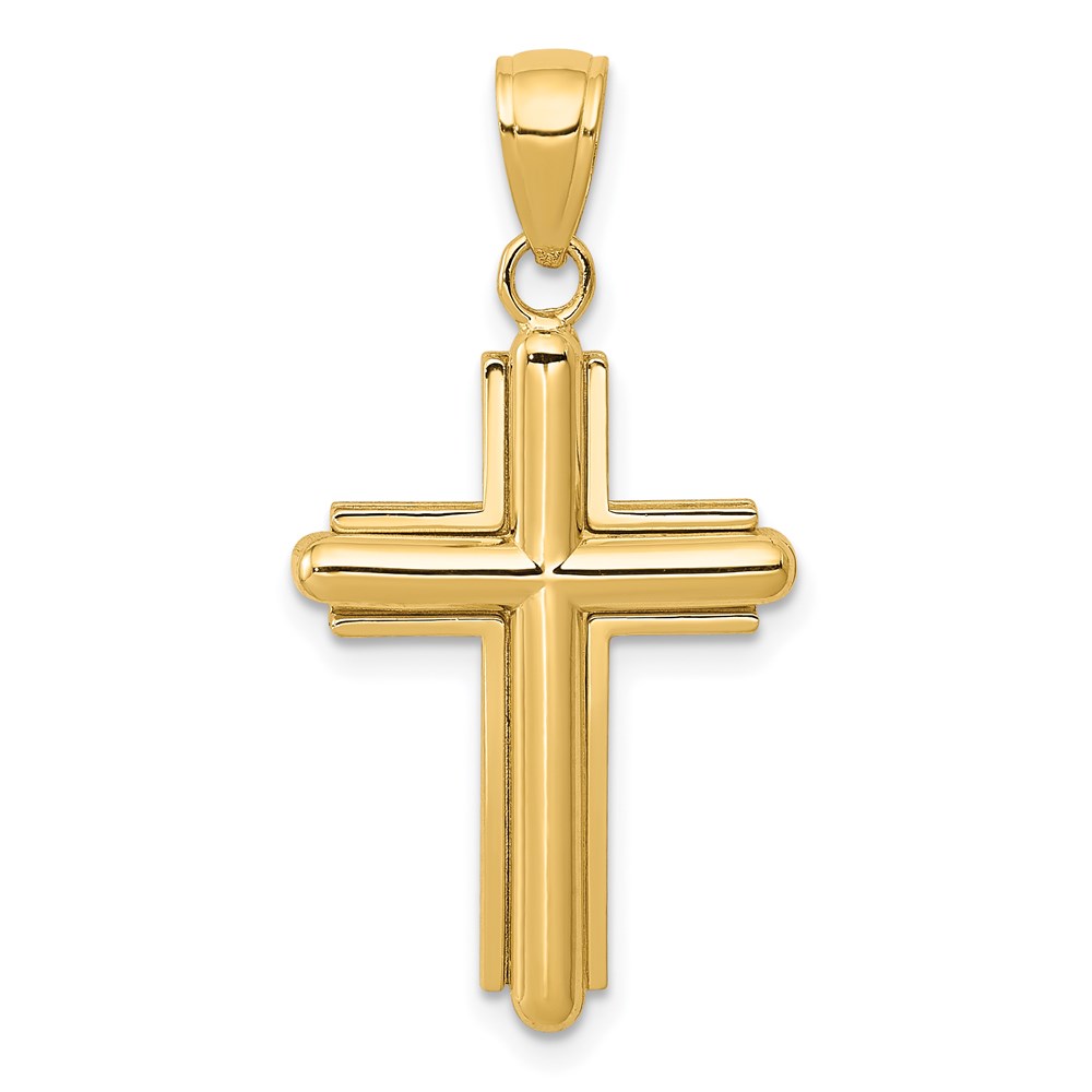 K5499.jpg 14K Polished Beveled Stick Cross with Frame Pendant - Image 1
