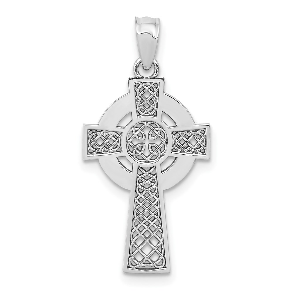 K5516.jpg 14k White Gold Celtic Cross Pendant - Image 1