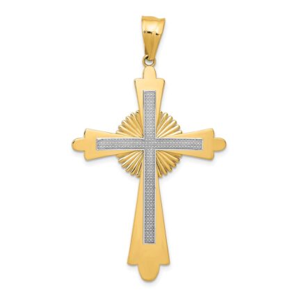 14k Two-Tone Polished Large Cross Pendant