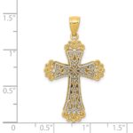 14K Two-tone Polished 2-Level Fleur de Lis Cross Pendant - Image 3