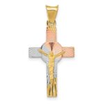 14K with Rose and White Rhodium Iona Crucifix Cross Pendant