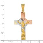 14K with Rose and White Rhodium Iona Crucifix Cross Pendant - Image 3