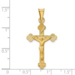 14k Polished Satin and Diamond-cut Crucifix Pendant - Image 4