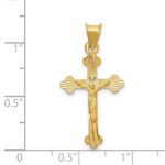 14k Polished Satin and Diamond-cut Crucifix Pendant - Image 3