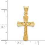 14k Polished Satin and Diamond-cut Crucifix Pendant - Image 3