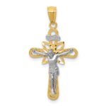 14K Two-tone and White Rhodium Small Passion Crucifix Pendant