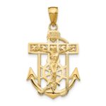 14K Polished Textured Mariners Crucifix Pendant
