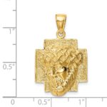 14K Polished Large Jesus Head With Crown Pendant - Image 3
