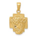 14K Polished Small Jesus Head With Crown Pendant