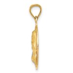 14K with Rose and White Rhodium Diamond-cut Solid Sagrado Corazon de Jesus Round Pendant - Image 2