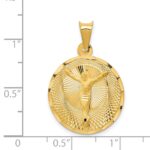 14K Polished Diamond-cut Corpus Circle Pendant - Image 3