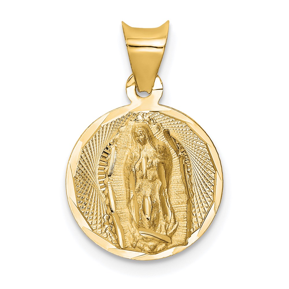 K5630.jpg 14K Polished Diamond-cut Semi-solid Our Lady Of Guadalupe Round Pendant - Image 1
