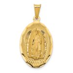 14K Polished Diamond-cut Solid Our Lady Of Guadalupe Oval Pendant