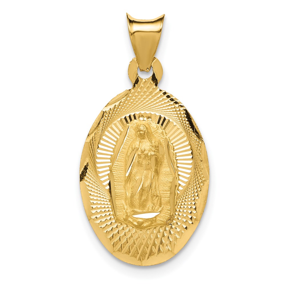 K5644.jpg 14k Polished and Satin Solid Our Lady of Guadalupe Oval Pendant - Image 1
