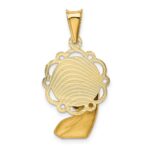 14k Satin and Polished Diamond-cut Virgin Mary Scalloped Edge Pendant - Image 3