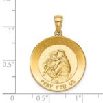14k Polished Solid Saint Anthony Large Round Medal Pendant - Image 4