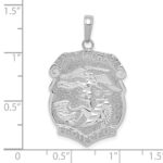 14K White Gold Polished Solid Large Saint Michael Protect Us Medal Badge Pendant - Image 2