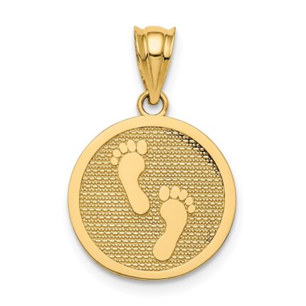 14k Polished Reversible HAVE FAITH/Footprints Pendant