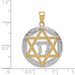 14K and White Rhodium Star of David with Chai LOVE LIFE HOPE JOY FAITH PEACE Round Pendant - Image 4