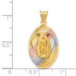 14K with Rose and White Rhodium Diamond-cut Solid Our Lady Of Guadalupe Oval Pendant - Image 3