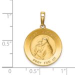 14k Polished and Satin Solid Saint Anthony Small Round Medal Pendant - Image 3