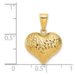 14K Polished and Textured 3-D Puffed Heart Pendant - Image 3
