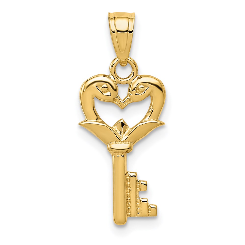 K5840.jpg 14K Polished Swans Heart Key Charm - Image 1