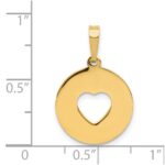 14K Polished Cut-out Heart Circle Disc Pendant - Image 4