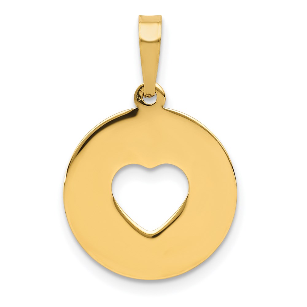 K5852.jpg 14K Polished Cut-out Heart Circle Disc Pendant - Image 1