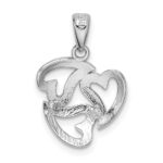 14k White Gold Polished Cut-out 3-Heart Pendant - Image 3