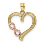 14K Two-tone Polished Infinity Heart Pendant - Image 3
